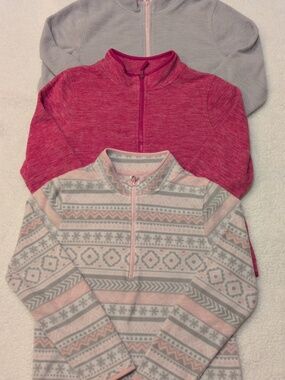 Athletic Works Pink and Gray Kids' Quarter Zip Pullover Set